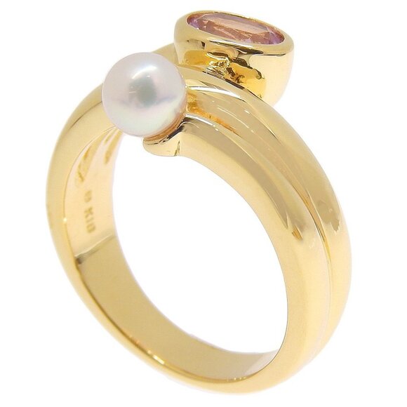 MIKIMOTO Pearl Ring4.8mm K18 yellow gold/Kunzite/Pearl #6.6(US Size) - Picture 5 of 7